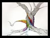 The Singles - Andreas Tree - Pen  Ink With Oil Pastel